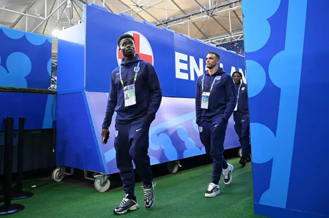 Bukayo Saka of England arrives at the stadium