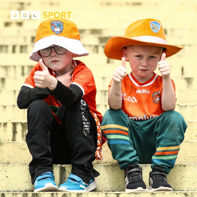 Armagh fans Oran and Aodhan ahead of the game