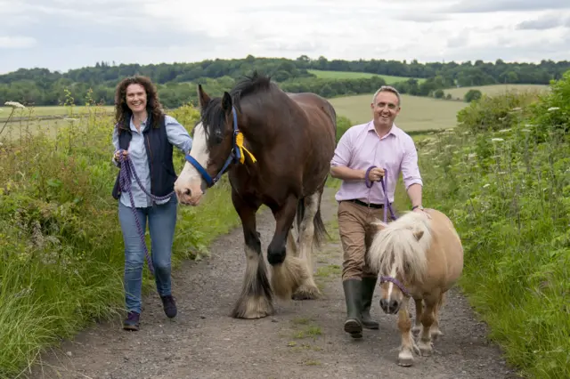 Wendy Chamberlain and Alex Cole-Hamilton with horses