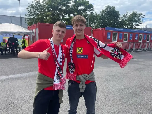 Austrian fans outside the stadium