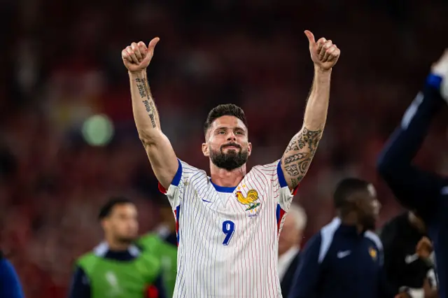 Olivier Giroud of France celebrates victory