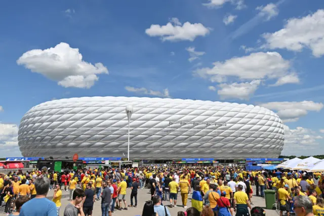 Allianz Arena before Romania v Ukraine