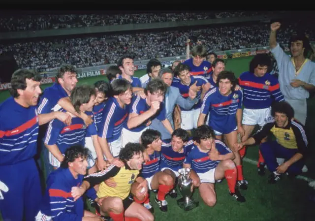 France celebrate winning the 1984 European Championship title