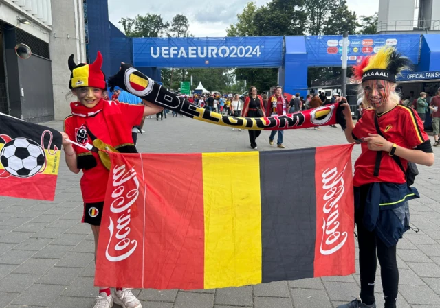 Belgium fans outside the stadium