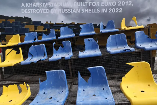 Damaged seats at installation in Munich