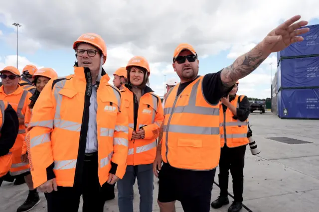 Labour Party leader Sir Keir Starmer and shadow chancellor Rachel Reeves during a visit to Ocean Gate, Eastern Docks in Southampton, while on the General Election campaign trail