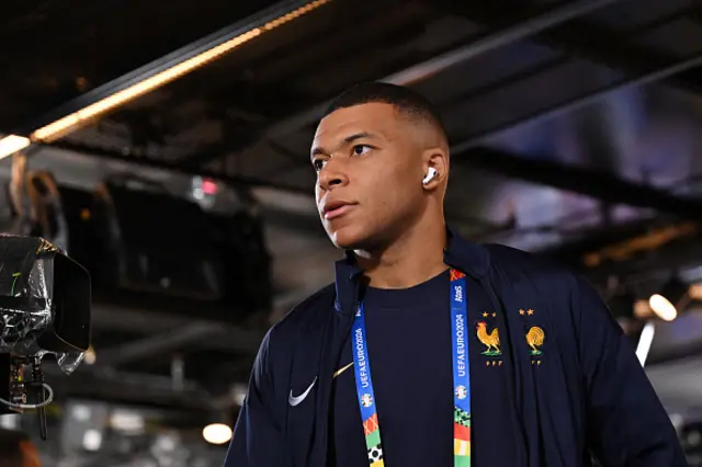 Kylian Mbappe of France arrives