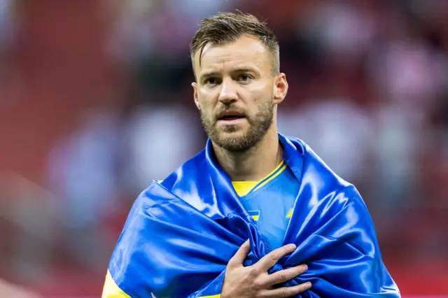 Andriy Yarmolenko playing for Ukraine