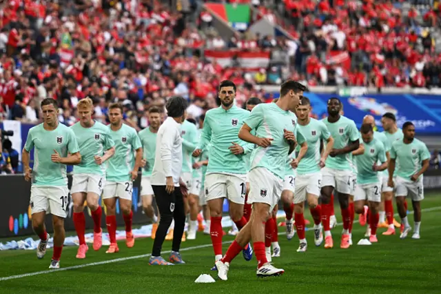 Austria's players warm up