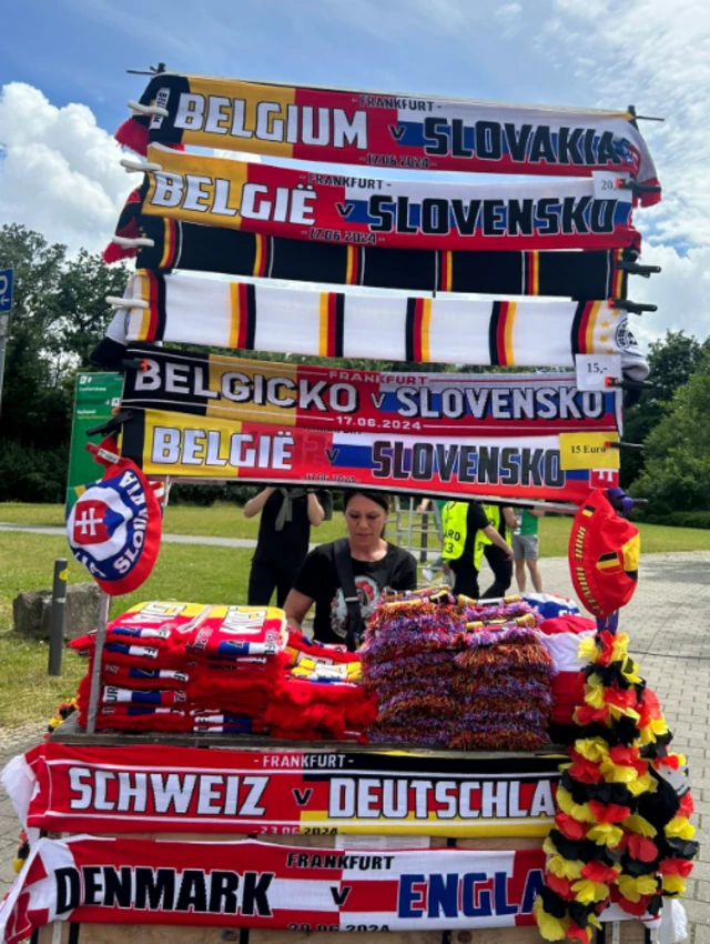 Scarves on offer at the stadium