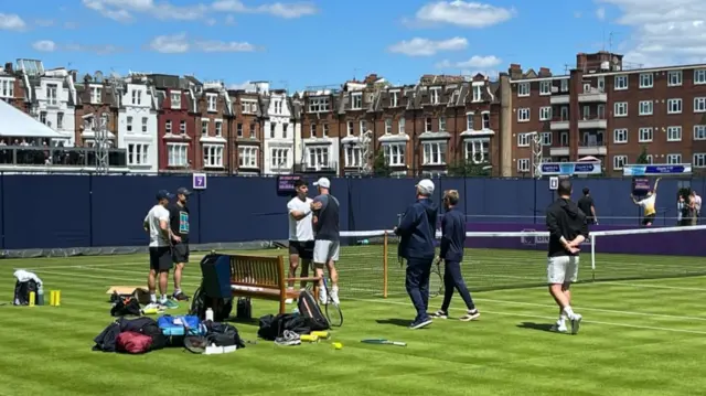 Andy Murray and Carlos Alcaraz shake hands at Queens