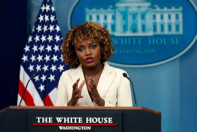 White House press secretary Karine Jean-Pierre speaks at her daily briefing