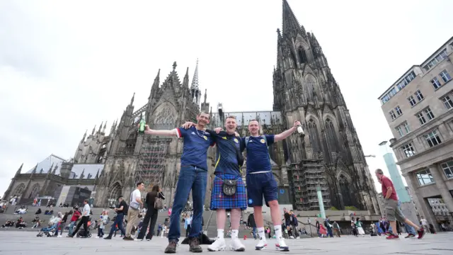 Scotland fans in front of Cologne Cathedral, ahead of the UEFA Euro 2024 match between Scotland and Switzerland