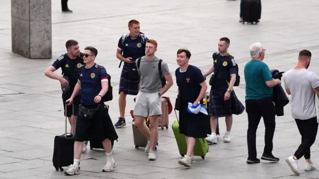 Scotland fans arrive at Cologne train station