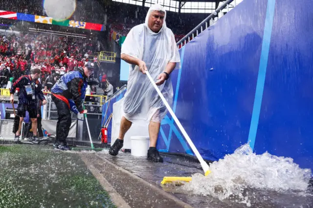 Turkey's game against Georgia in was hit with a downpour