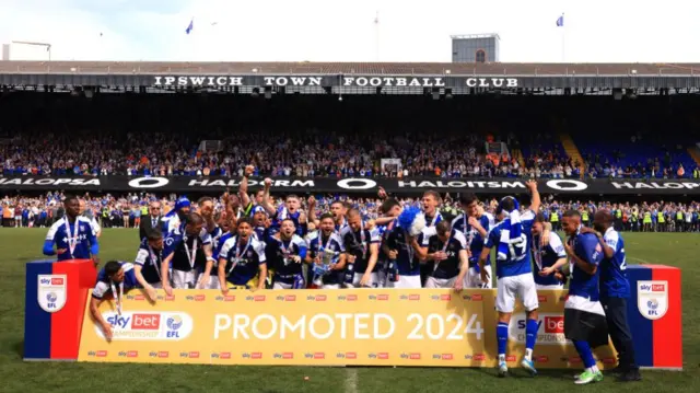 Ipswich Town celebrate promotion