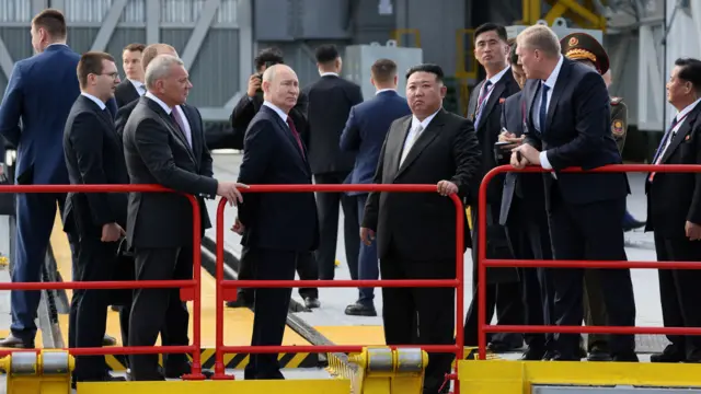 Russia's President Vladimir Putin and North Korea's leader Kim Jong Un visit the Vostochny Сosmodrome in the far eastern Amur region, Russia, September 13, 2023.