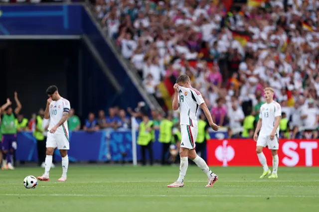 Hungary players look deflated after conceding