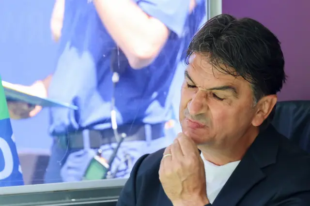 Dalic pulls a face of frustration after his side go behind to Albania