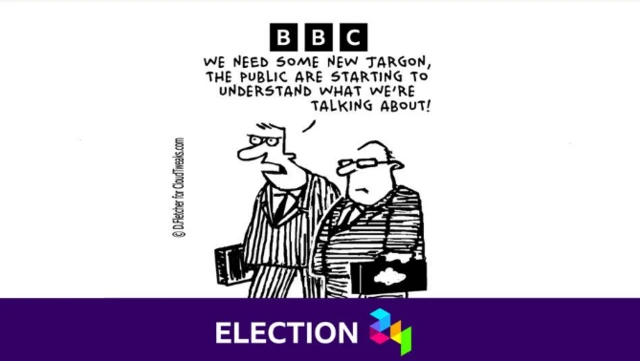 A cartoon of two men in suits. One says to the other: “We need some new jargon, the public are starting to understand what we’re talking about.”