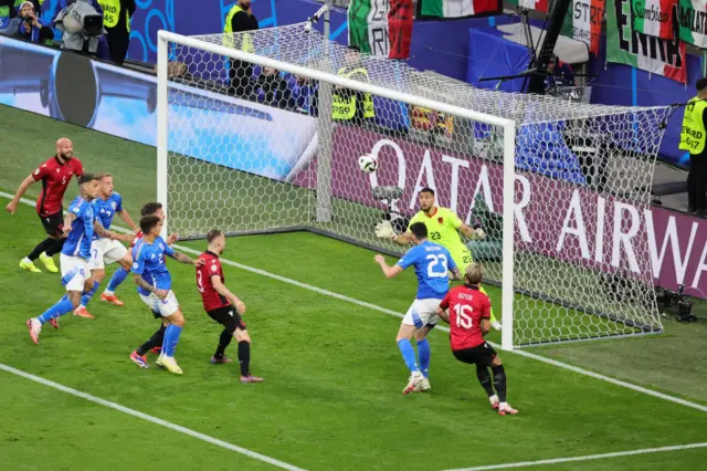 Italy score a goal against Albania