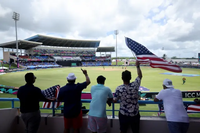 A general view during the ICC Men's T20 Cricket World Cup West Indies & USA 2024 Super Eight match between USA and South Africa at Sir Vivian Richards Stadium on June 19, 2024 in Antigua, Antigua and Barbuda