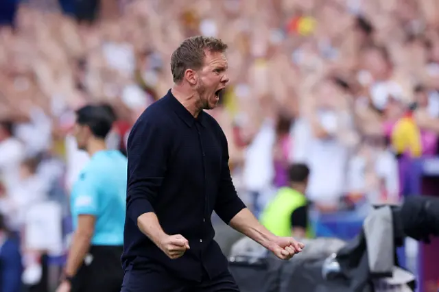 Julian Nagelsmann, Head Coach of Germany, reacts