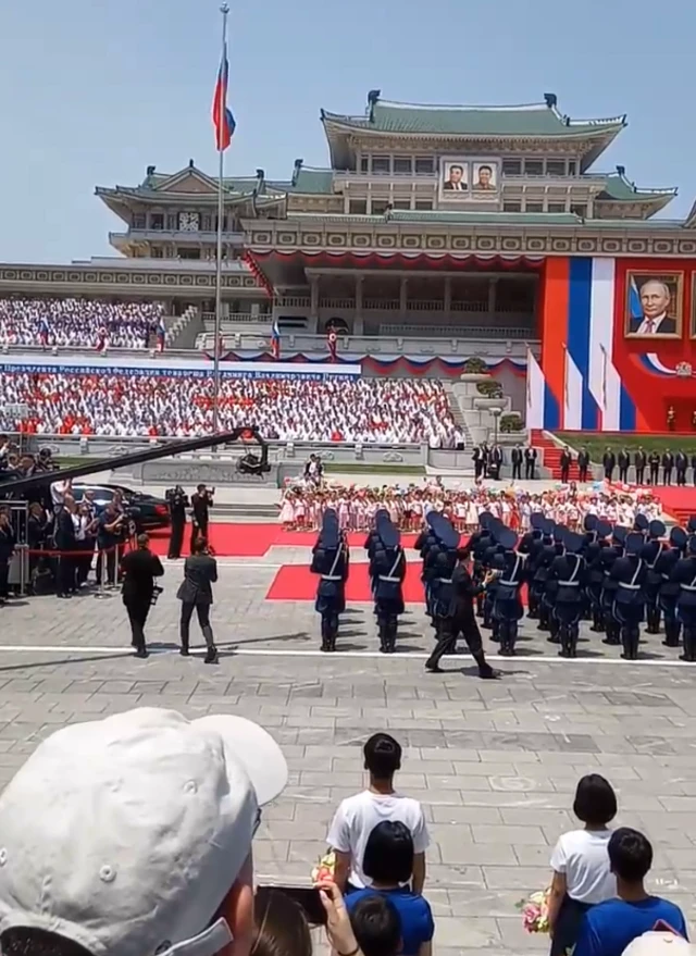 A children's performance appeared to be part of the official welcome ceremony