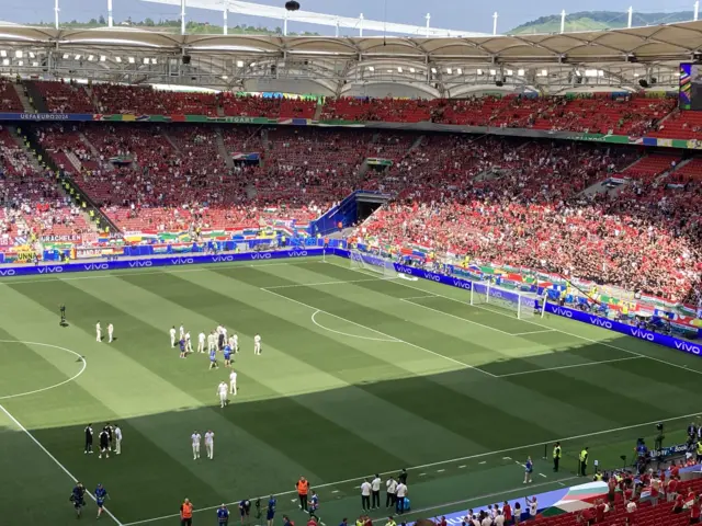 Hungary arrive in the Stuttgart Arena