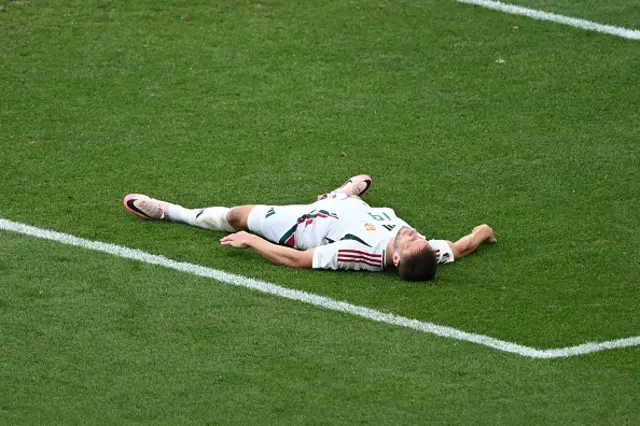 Barnabas Varga of Hungary reacts after a missed chance