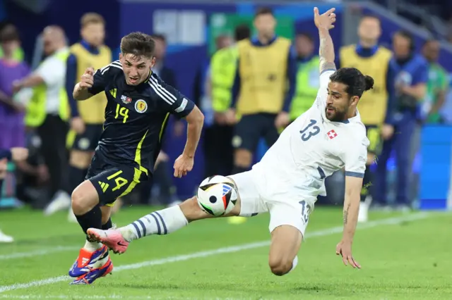 Billy Gilmour playing for Scotland against Switzerland