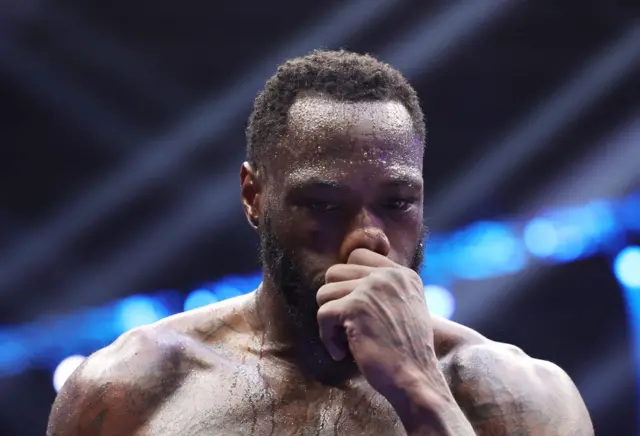 Deontay Wilder looks sad in the ring