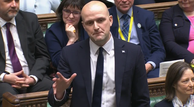 SNP Westminster leader Stephen Flynn speaks during Prime Minister's Questions in the House of Commons