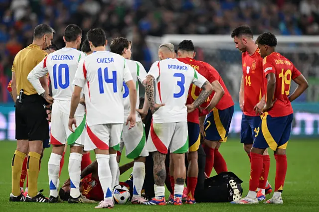 Rodri receives treatment for an injury