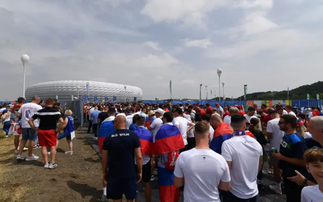 Fans arrive at Allianz Arena