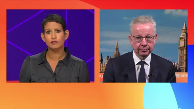 Michael Gove appears on BBC Breakfast alongside Naga Munchetty