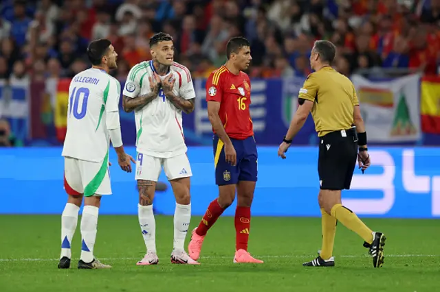 Gianluca Scamacca of Italy reacts towards Referee Slavko Vincic