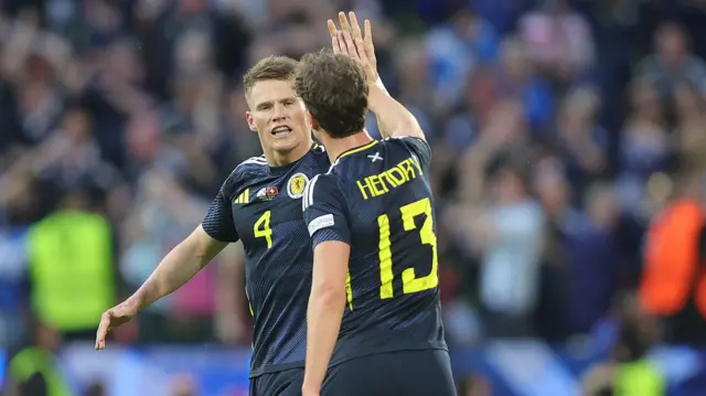 Scott Mctominay and Jack Hendry celebrate