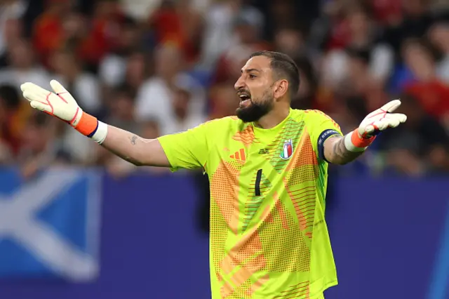 Gianluigi Donnarumma of Italy reacts