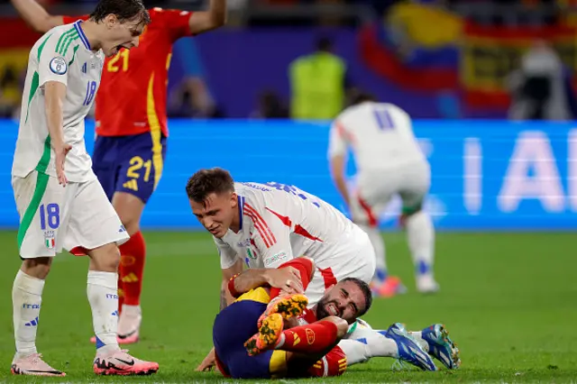 Nicolo Barella of Italy, Mateo Retegui of Italy, Dani Carvajal