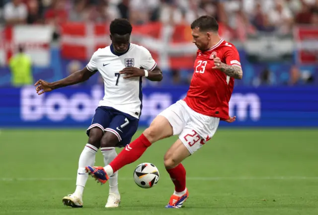 Bukayo Saka against Denmark