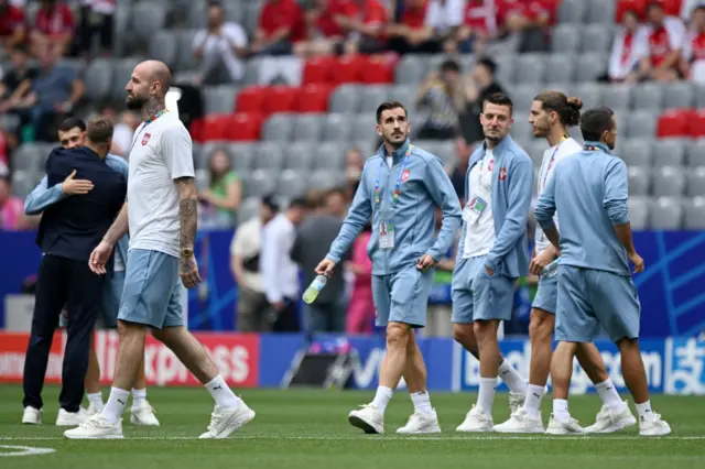 Serbia players at Allianz Arena