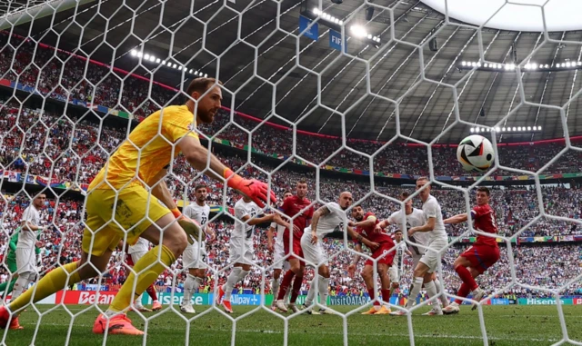 Serbia's Luka Jovic scores their first goa