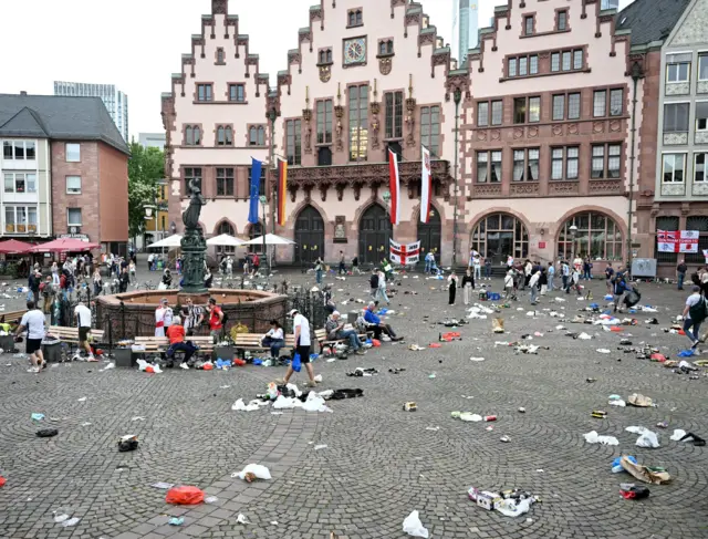 Aftermath of the square vacated by England fans