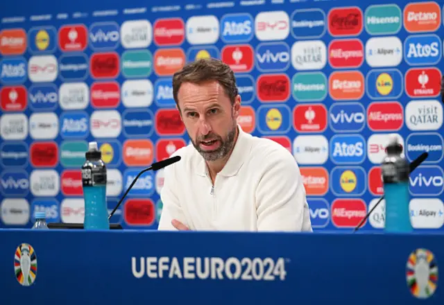 Gareth Southgate, Head Coach of England, speaks to the media