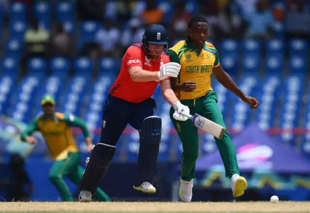 Jonny Bairstow and Kagiso Rabada bump into each other