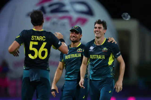 Pat Cummins celebrating a wicket