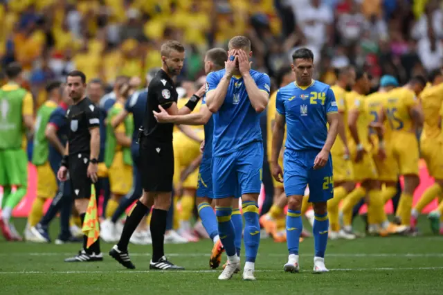 Ukraine players look dejected