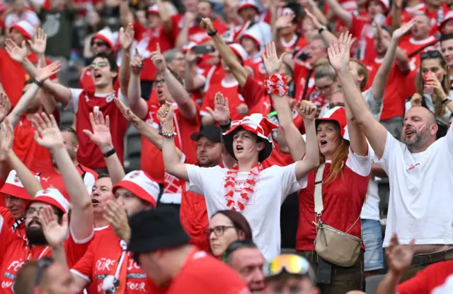 Austria fans sing in the ground