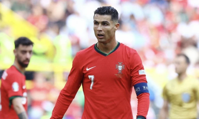 Portugal's Cristiano Ronaldo reacts